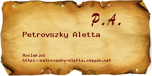 Petrovszky Aletta névjegykártya